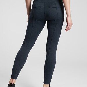 Athleta Delancey Navy Leggings Size S • Herringbone Zip Pocket Activewear
